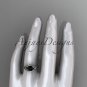 14k white gold leaf and flower diamond engagement ring with a Black Diamonde center stone ADLR377