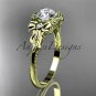 14k yellow gold leaf and flower diamond unique engagement ring ADLR376
