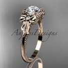 14k rose gold diamond engagement ring with a"Forever One" Moissanite center stone ADLR376