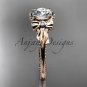 14k rose gold diamond engagement ring with a"Forever One" Moissanite center stone ADLR376