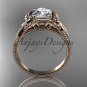 14k rose gold diamond engagement ring with a"Forever One" Moissanite center stone ADLR376
