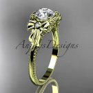 14k yellow gold diamond engagement ring with a"Forever One" Moissanite center stone ADLR376