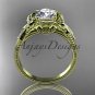 14k yellow gold diamond engagement ring with a"Forever One" Moissanite center stone ADLR376