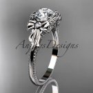 Platinum  diamond engagement ring with a"Forever One" Moissanite center stone ADLR376