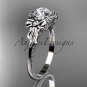 Platinum diamond engagement ring with a"Forever One" Moissanite center stone ADLR376