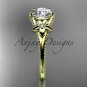 14k yellow gold leaf and flower diamond unique engagement ring ADLR375