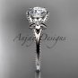 Platinum  leaf and flower diamond engagement ring with a  Moissanite center stone ADLR375