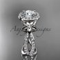 14k white gold leaf and flower diamond unique engagement ring, wedding ring ADLR374