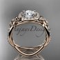 14k rose gold leaf and flower diamond unique engagement ring, wedding ring ADLR374