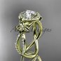 14k yellow  gold leaf and flower diamond unique engagement ring, wedding ring ADLR374