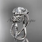 Platinum diamond engagement ring, wedding ring with a  Moissanite center stone ADLR374