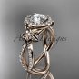 14k rose diamond engagement ring, wedding ring with a Moissanite center stone ADLR374