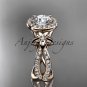 14k rose diamond engagement ring, wedding ring with a Moissanite center stone ADLR374