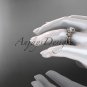 14k rose diamond engagement ring, wedding ring with a Moissanite center stone ADLR374