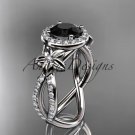 Platinum diamond engagement ring, wedding ring with a Black Diamonde center stone ADLR374
