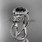 Platinum diamond engagement ring, wedding ring with a Black Diamonde center stone ADLR374