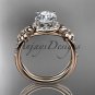 14k rose gold leaf and flower diamond unique engagement ring, wedding ring ADLR373