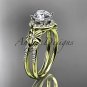14k yellow gold leaf and flower diamond unique engagement ring, wedding ring ADLR373