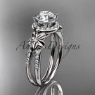 14k white gold diamond engagement ring "Forever One" with a Moissanite center stone ADLR373
