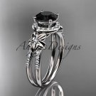 14k white gold diamond engagement ring, wedding ring with a Black Diamonde center stone ADLR373