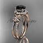 14k rose gold diamond engagement ring, wedding ring with a Black Diamonde center stone ADLR373