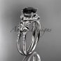 Platinum  diamond engagement ring, wedding ring with a Black Diamonde center stone ADLR373