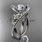14k white gold leaf and flower diamond unique engagement ring, wedding ring ADLR369