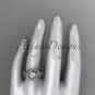14k white gold leaf and flower diamond unique engagement ring, wedding ring ADLR369