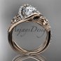 14k rose gold leaf and flower diamond unique engagement ring, wedding ring ADLR369