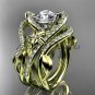 14kt yellow gold diamond leaf and vine engagement ring with double matching band ADLR369S