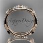 14k rose gold diamond leaf and vine wedding band,engagement ring ADLR353B