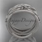 14kt white gold matte finish leaf and vine, flower wedding ring,wedding band ADLR352G