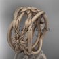 14kt rose gold matte finish leaf and vine, flower wedding ring,wedding band ADLR352G