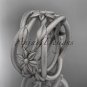 Platinum matte finish leaf and vine, flower wedding ring,wedding band ADLR352G