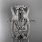 Platinum matte finish leaf and vine, flower wedding ring,wedding band ADLR352G