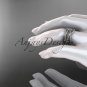 Platinum matte finish leaf and vine, flower wedding ring,wedding band ADLR352G