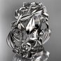 14kt white gold leaf and vine, butterfly wedding ring,wedding band ADLR346G