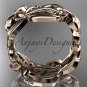 14kt rose gold leaf and vine, butterfly wedding ring,wedding band ADLR346G