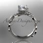 14k white gold diamond engagement ring with a Forever One Moissanite center stone ADLR231
