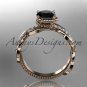 14k rose gold diamond engagement ring with a Black Diamond center stone ADLR231