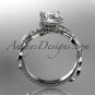 14k white gold diamond leaf and vine diamond engagement ring ADLR231