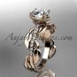 14k rose gold diamond leaf and vine diamond engagement ring ADLR231
