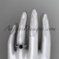 14k white gold diamond engagement ring with a Black Diamond center stone ADLR231