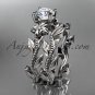 14k white gold diamond engagement set with a Forever One Moissanite center stone ADLR238
