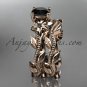 14k rose gold diamond floral wedding ring, engagement set with a Black Diamond center stone ADLR238