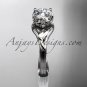 14kt white gold diamond flower engagement ring with a  Moissanite center stone ADLR240