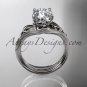 14kt white gold diamond flower engagement ring with a  Moissanite center stone ADLR240