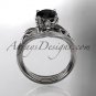 Platinum diamond engagement ring with a Black Diamond center stone ADLR240