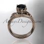 14kt rose gold diamond engagement ring with a Black Diamond center stone ADLR240