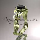 14kt yellow gold diamond engagement ring with a Black Diamond center stone ADLR251